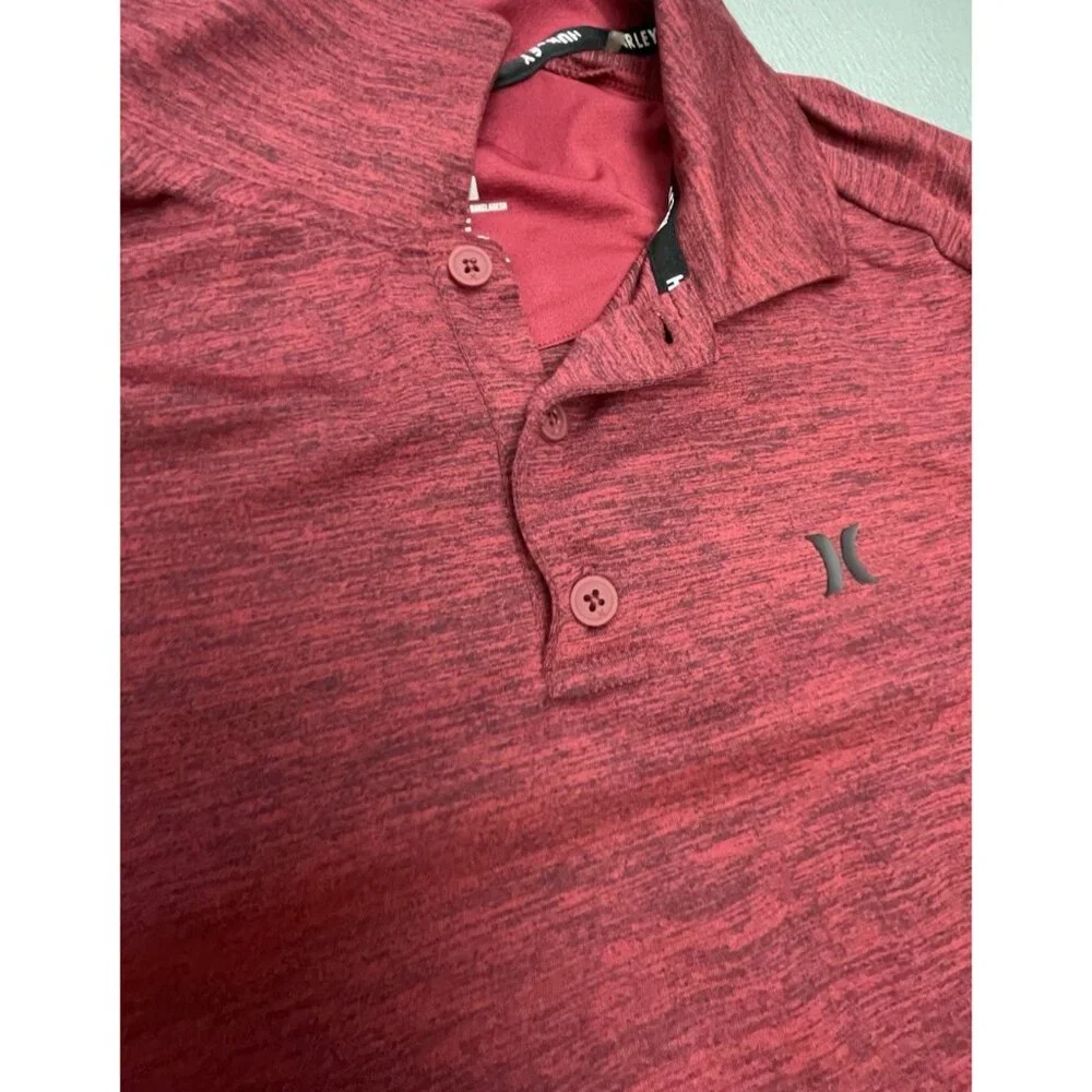Hurley Polo Shirt Mens L Red Heather Short Sleeves Outdoor Golf Activewear